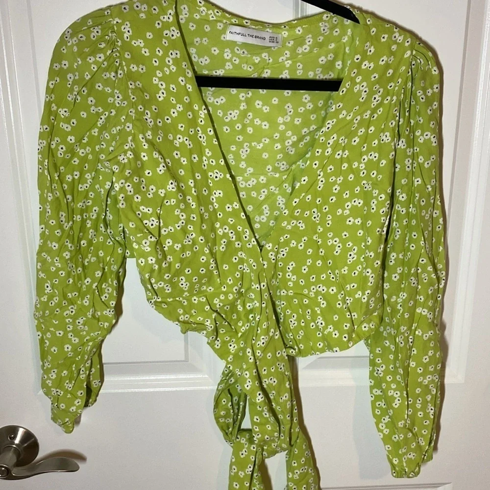 Faithfull the Brand Tianna Top Tiare Floral Print Wrap Tie Top size 2